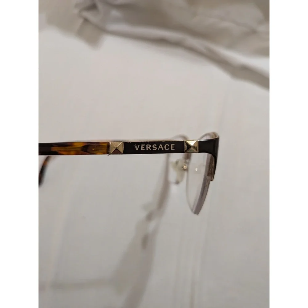 VERSACE EYEGLASSES FRAME 1218 1344 53/17/140 DARK BROWN/TORTOISE HALF RIM